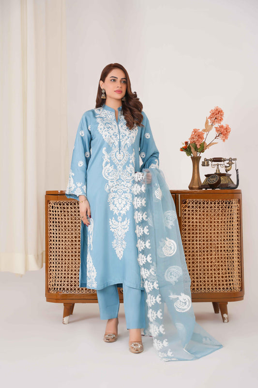 ZYLA 3PC - Embroidered Luxe Pret