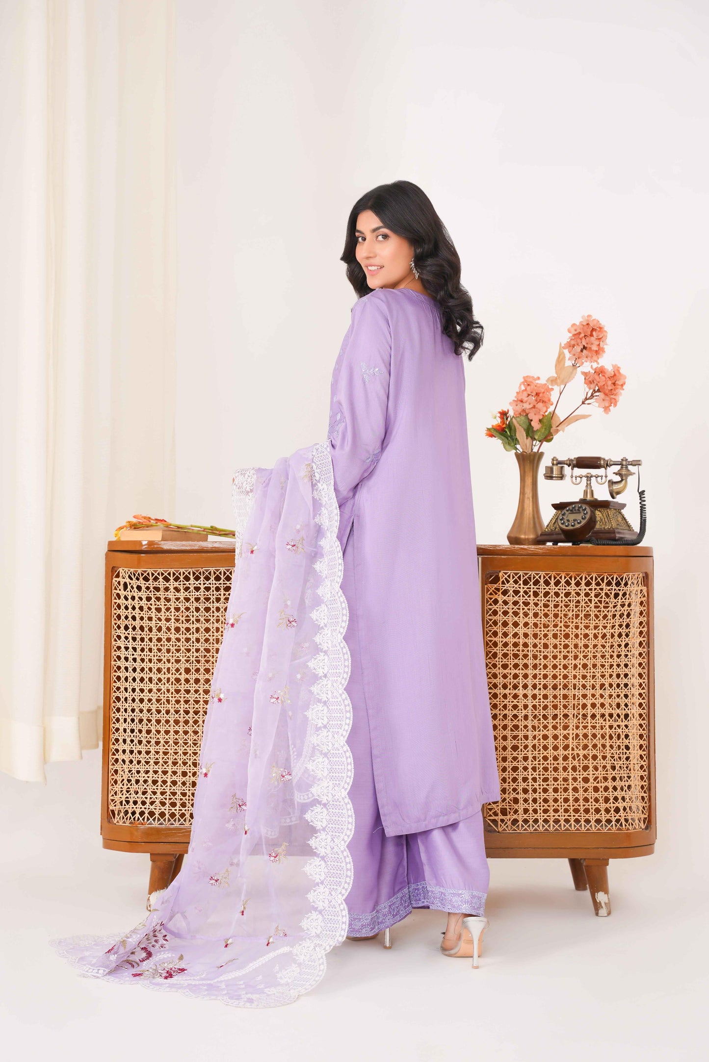 Lavender 3PC - Embroidered Luxe Pret