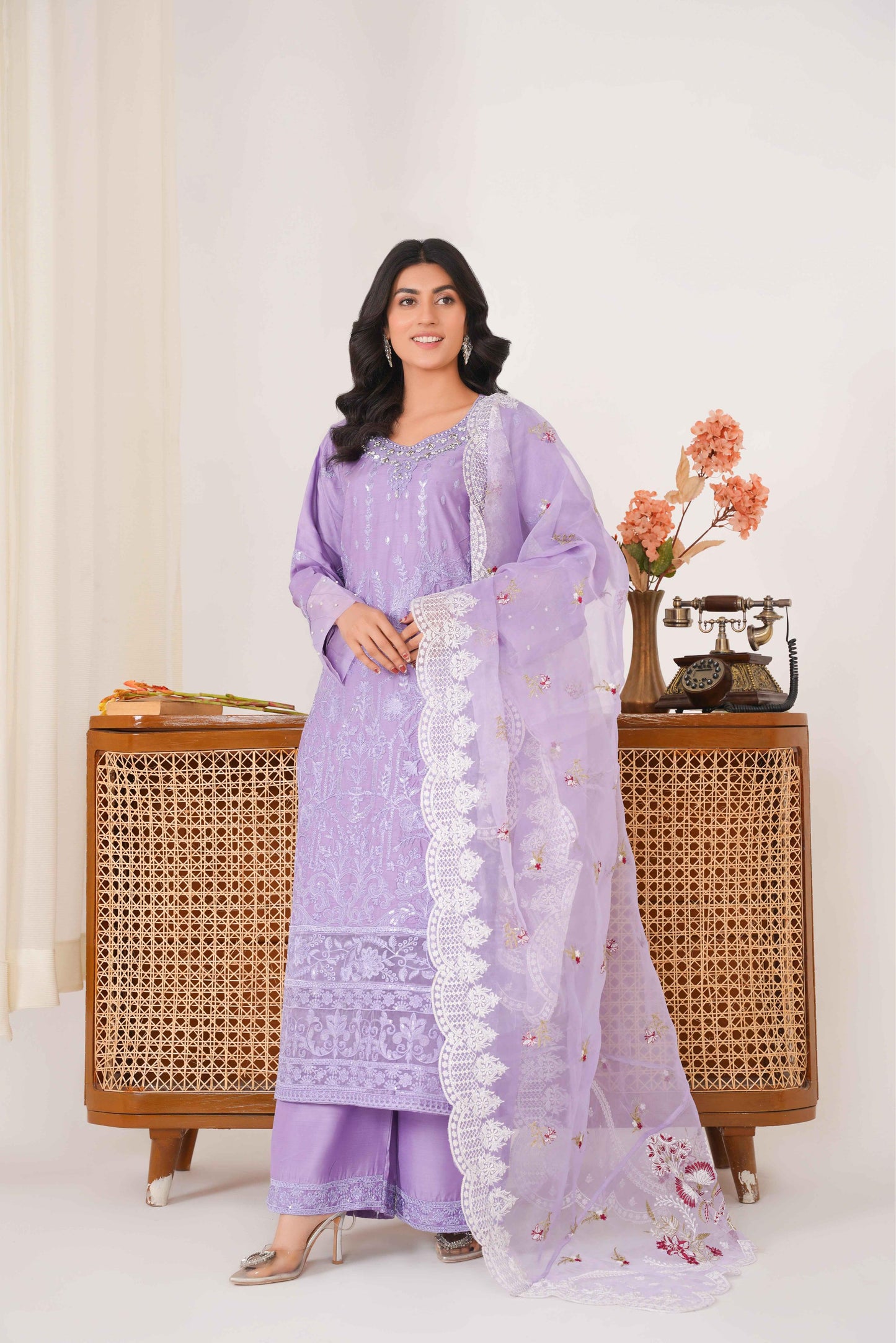 Lavender 3PC - Embroidered Luxe Pret