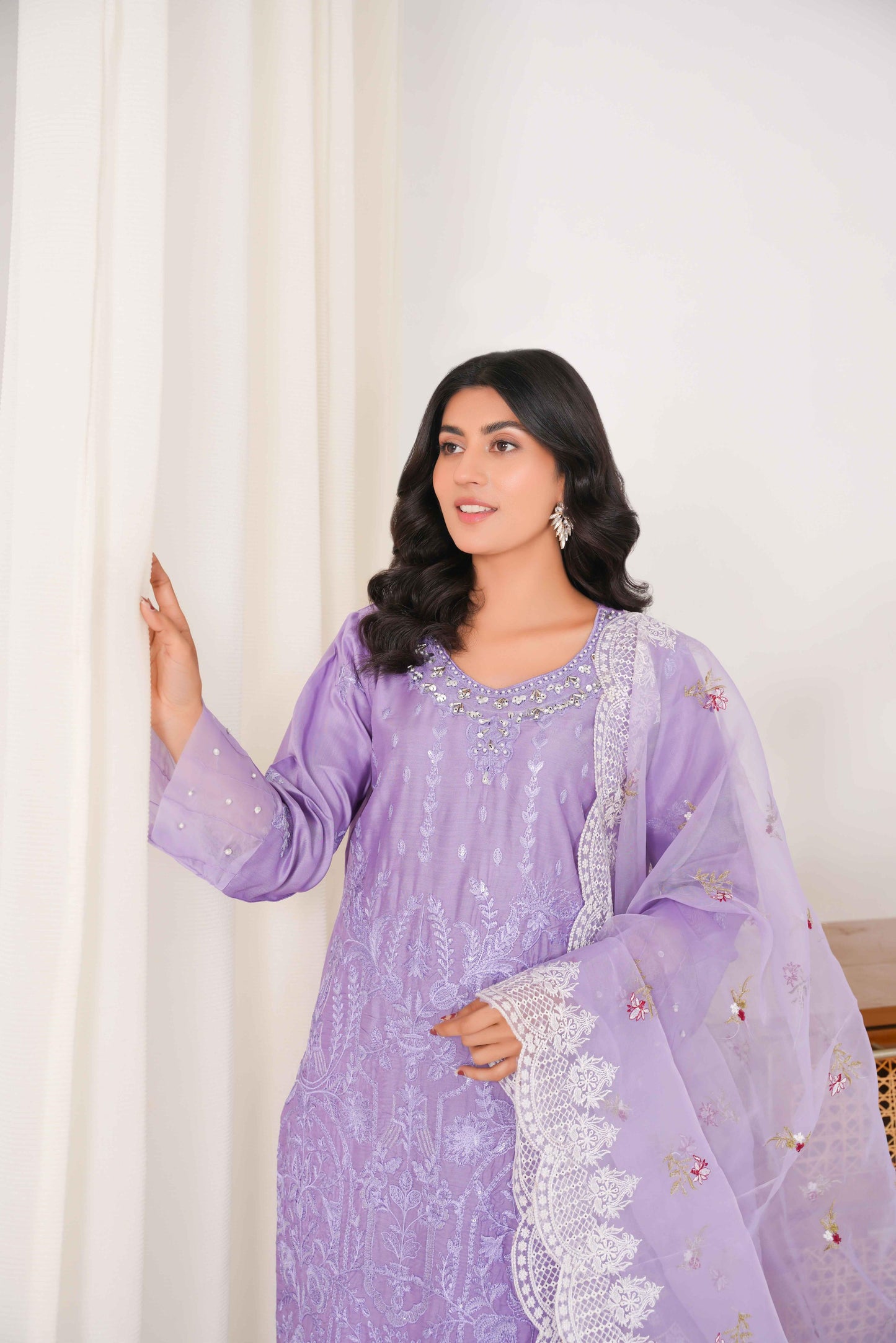 Lavender 3PC - Embroidered Luxe Pret