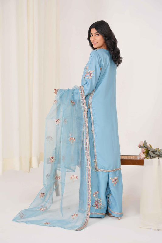 INSIYA 3PC - Embroidered Luxe Pret