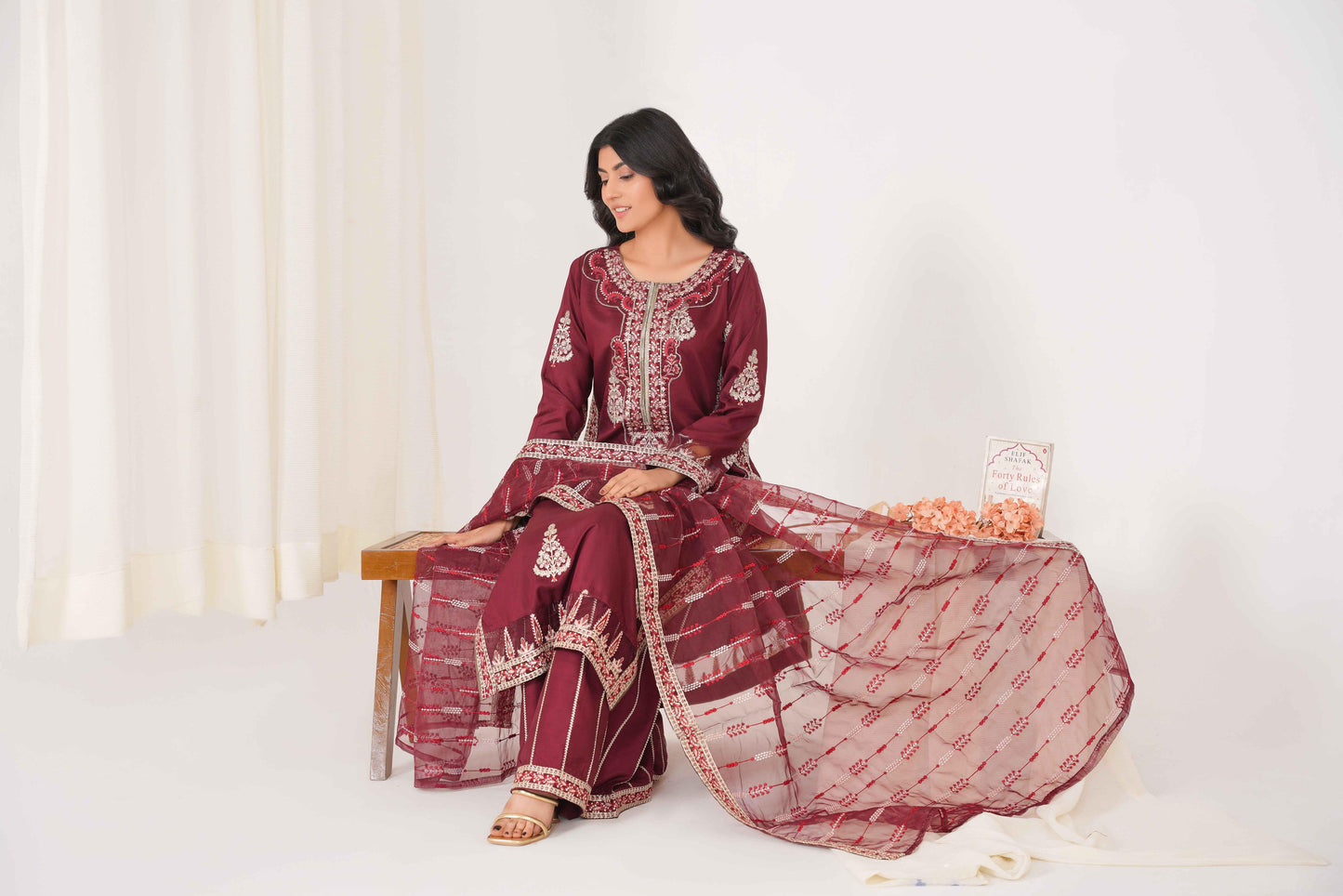 Magenta 3PC - Embroidered Luxe Pret