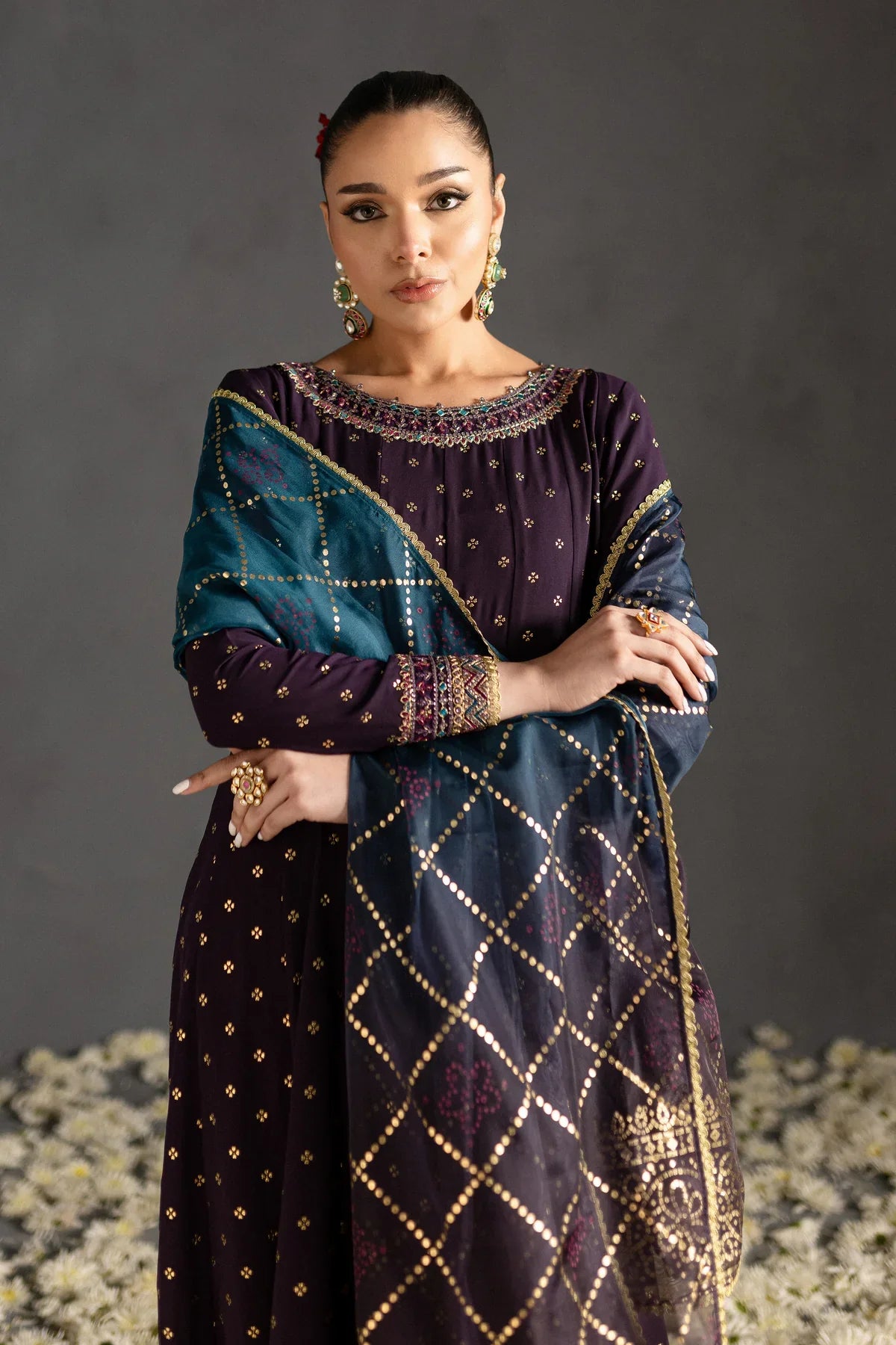 Gulzari 3Pc - Embroidered Georgette Luxe Pret-