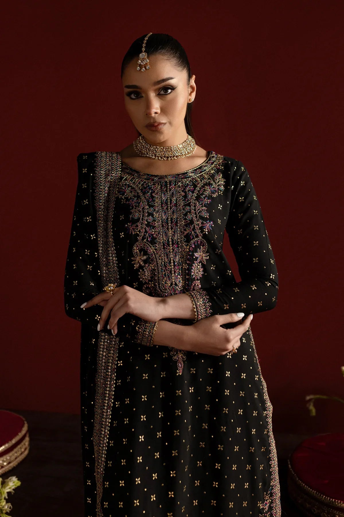 Tabeer 3Pc - Embroidered Georgette Luxe Pret
