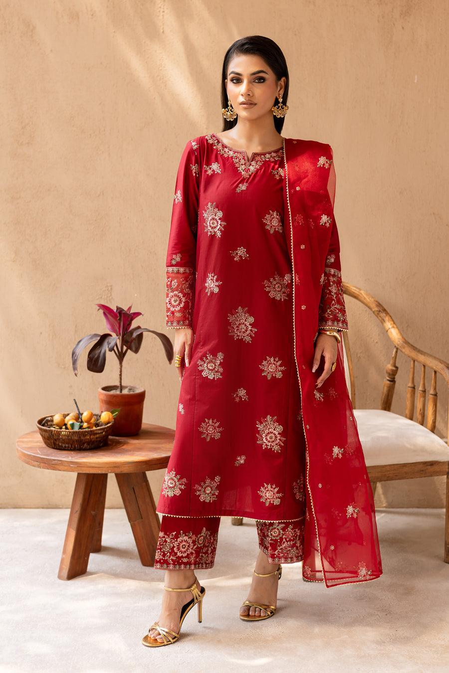 Starburst 3Pc - Embroidered Solid Dress