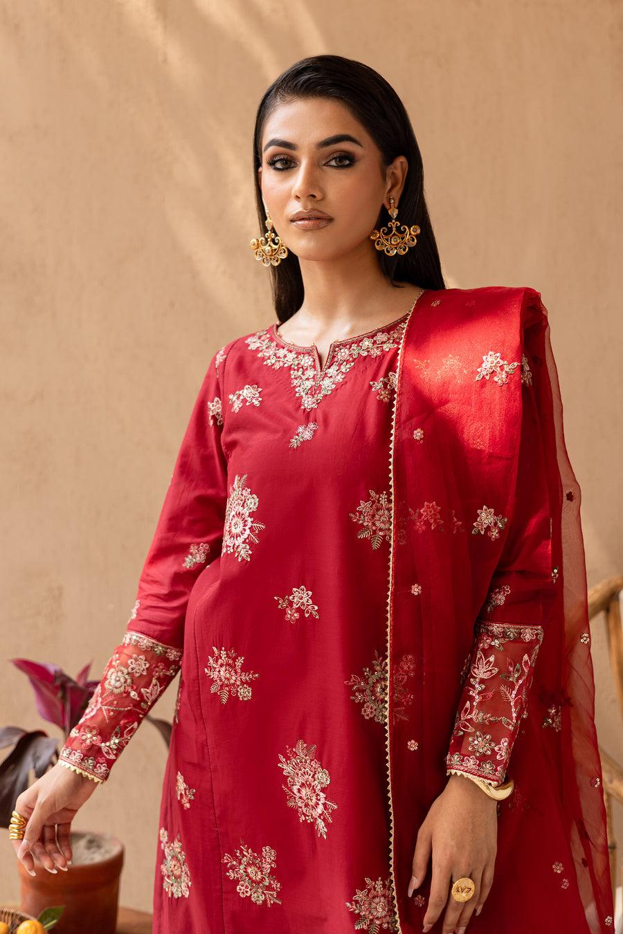 Starburst 3Pc - Embroidered Solid Dress