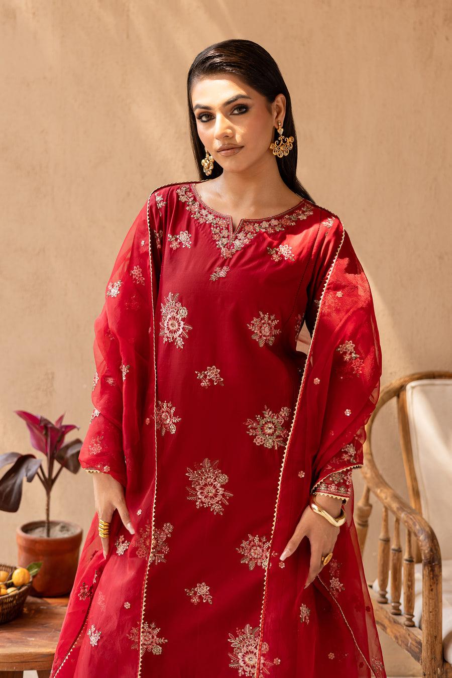 Starburst 3Pc - Embroidered Solid Dress