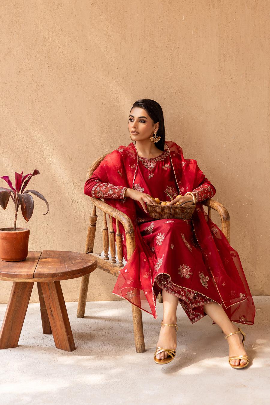 Starburst 3Pc - Embroidered Solid Dress