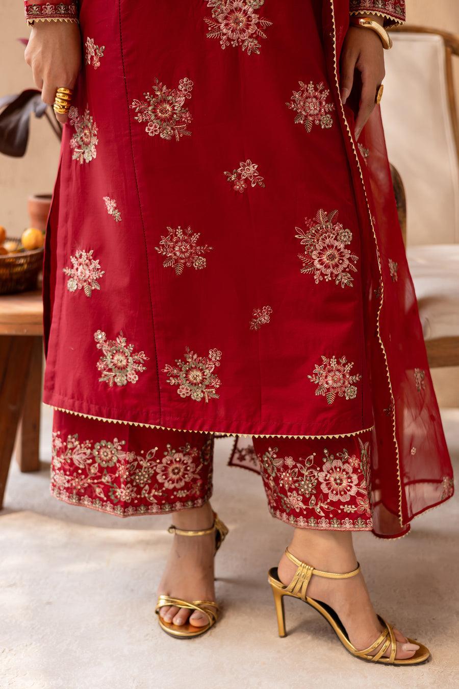 Starburst 3Pc - Embroidered Solid Dress