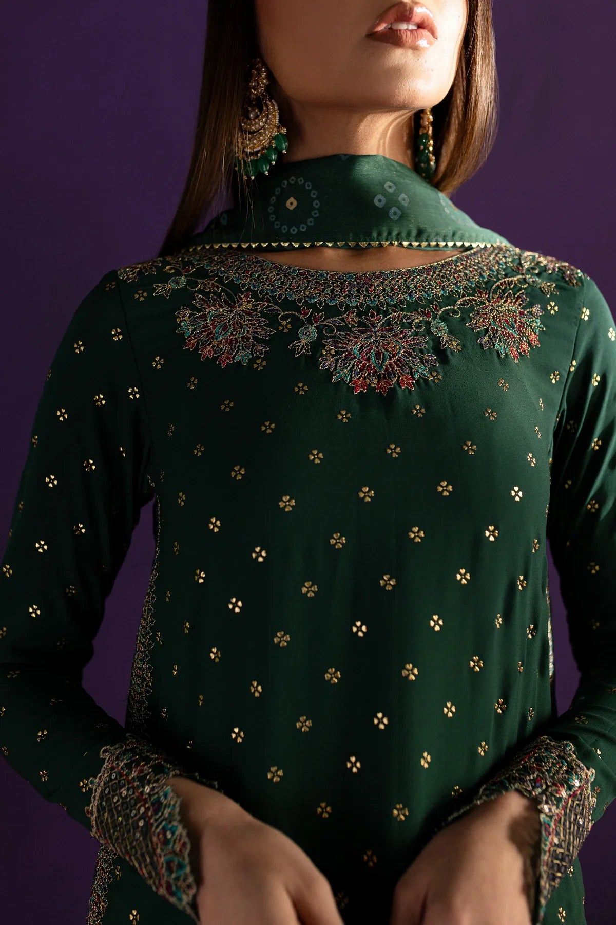 Beli 3Pc - Embroidered Georgette Luxe Pret