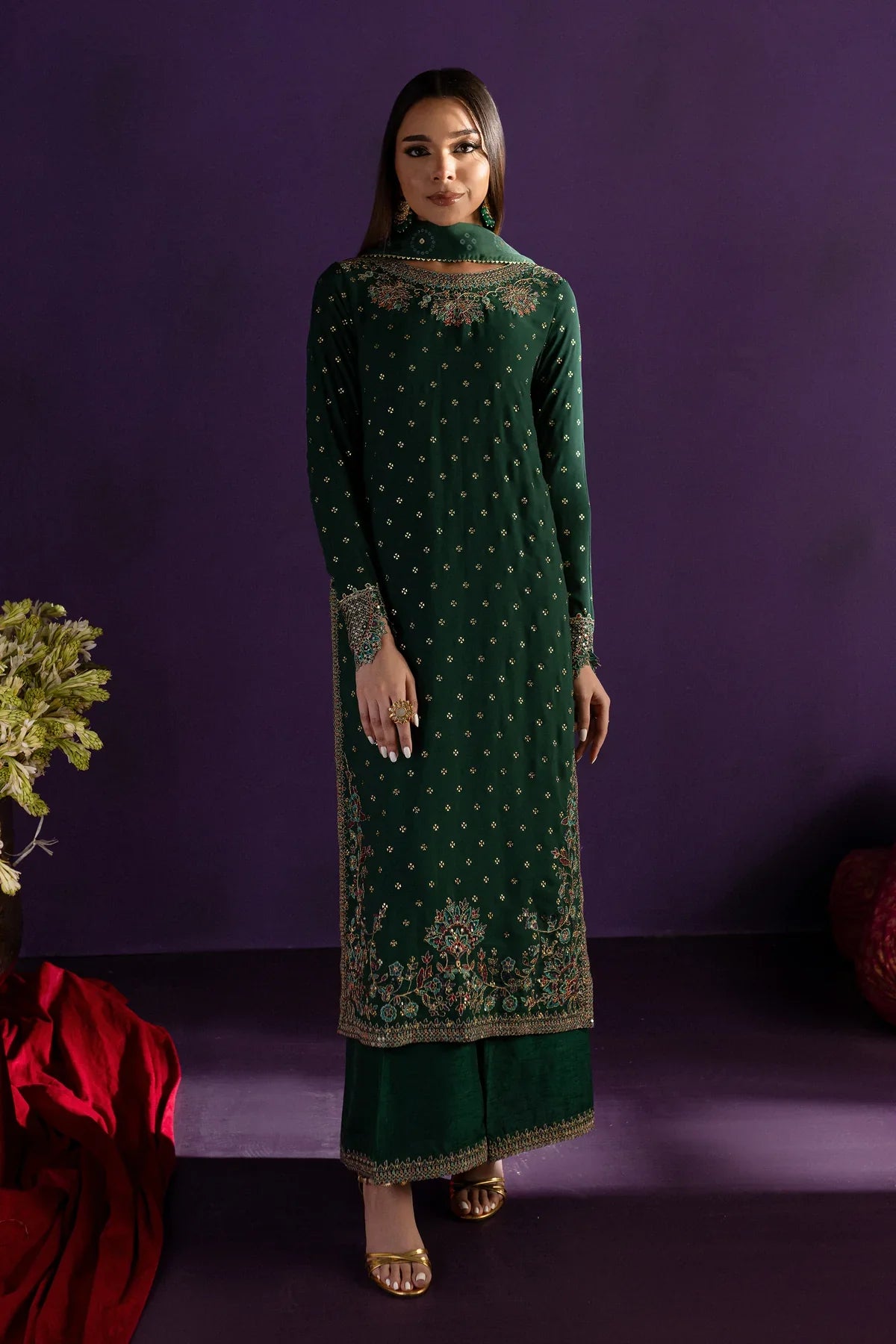 Beli 3Pc - Embroidered Georgette Luxe Pret