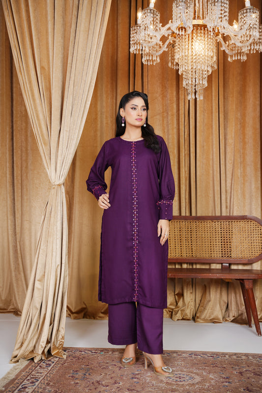 Mystic Purple | 2Pc Dhanak Suit – Noureza