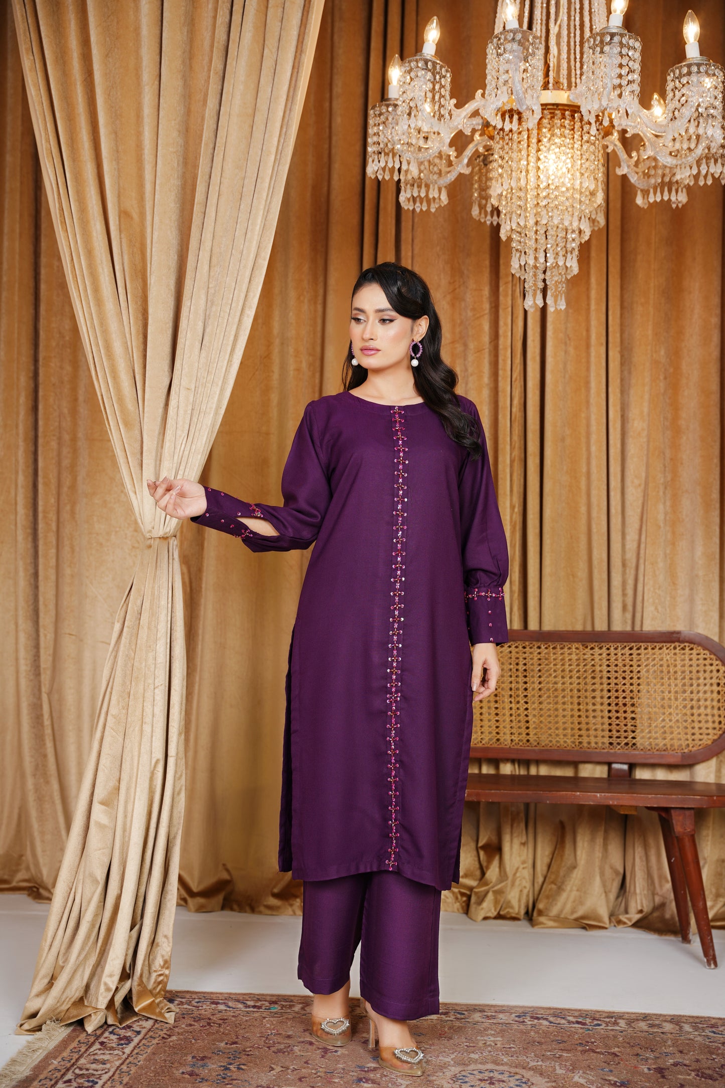Mystic Purple | 2Pc Dhanak Suit – Noureza