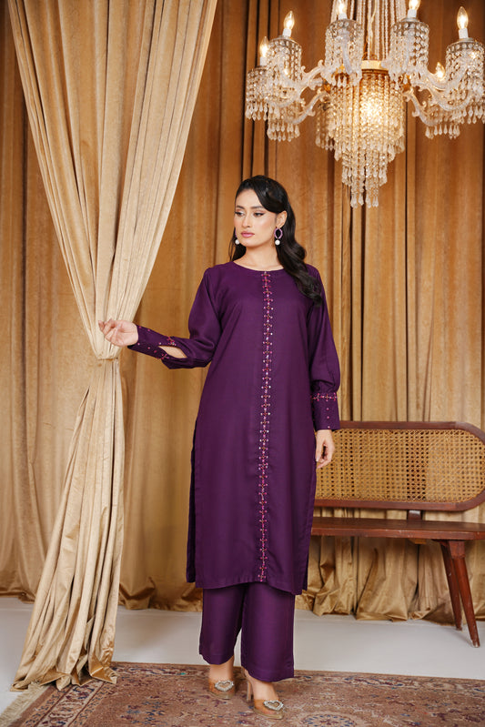 Mystic Purple | 2Pc Dhanak Suit – Noureza