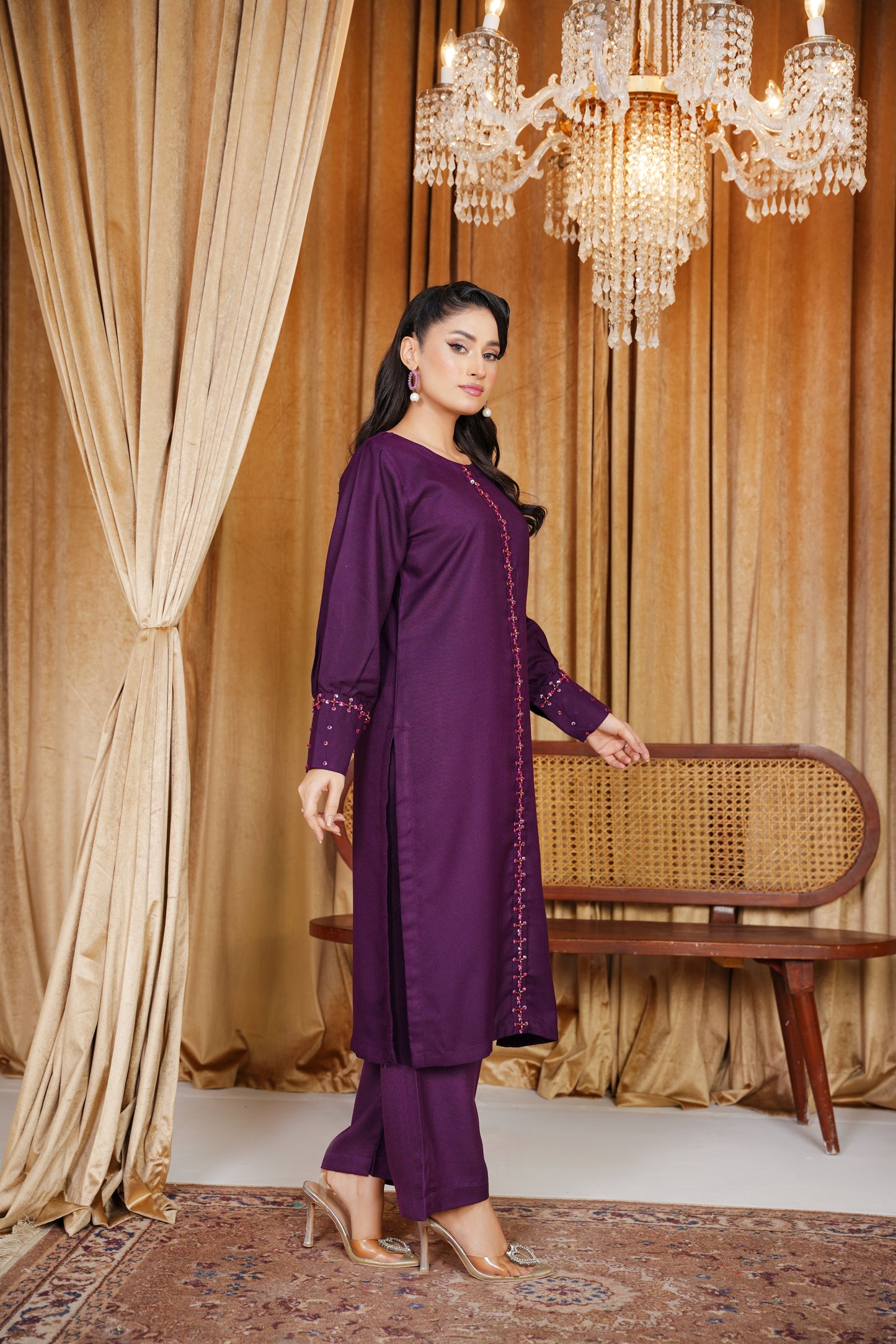 Mystic Purple | 2Pc Dhanak Suit – Noureza