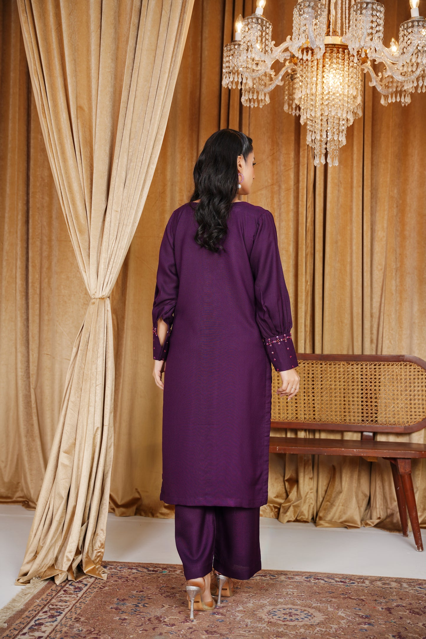 Mystic Purple | 2Pc Dhanak Suit – Noureza