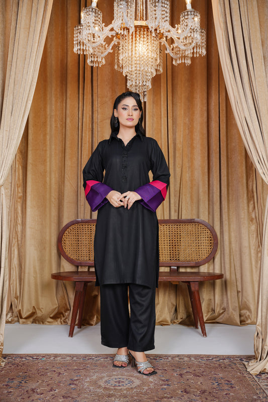 Black Opulence | 2Pc Dhanak Suit – Noureza