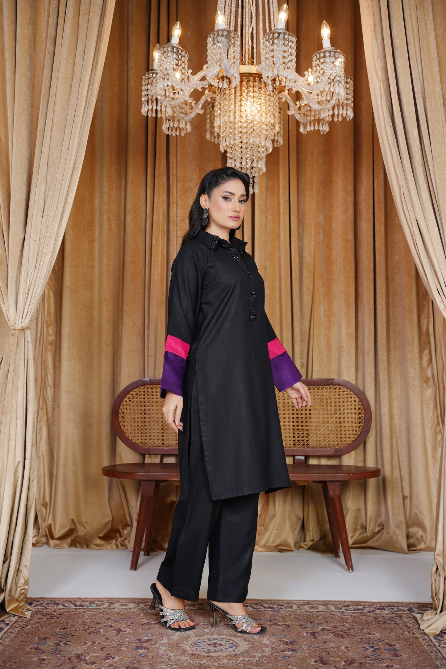 Black Opulence | 2Pc Dhanak Suit – Noureza
