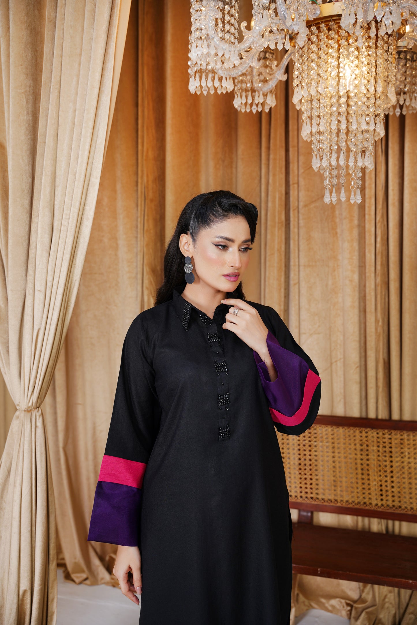 Black Opulence | 2Pc Dhanak Suit – Noureza