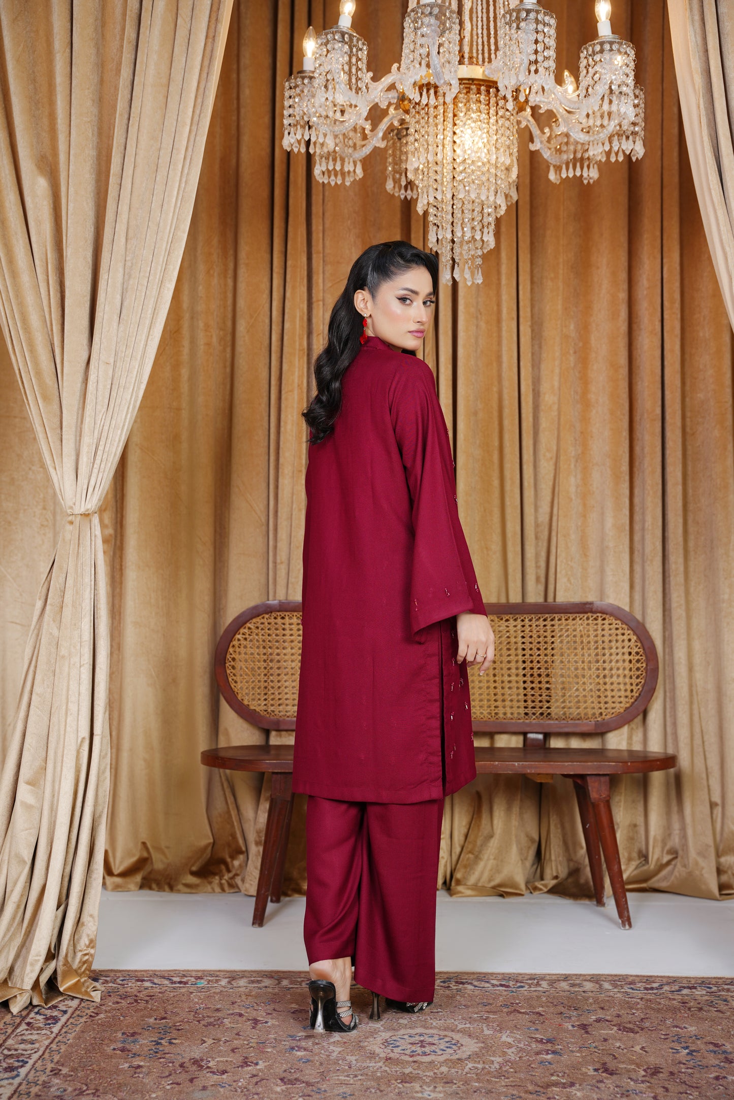 Maroon Enchant | 2Pc Dhanak Suit – Noureza