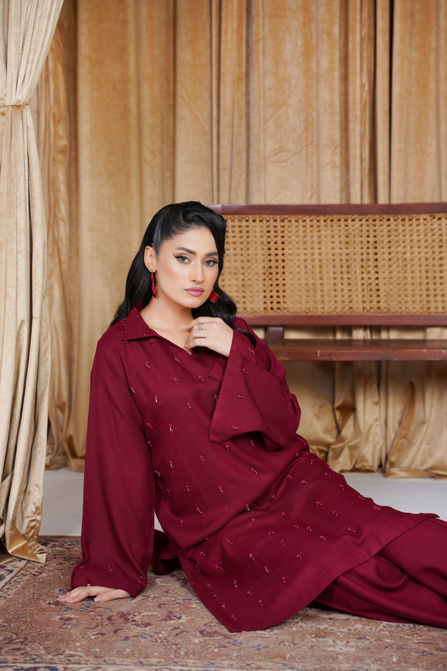 Maroon Enchant | 2Pc Dhanak Suit – Noureza