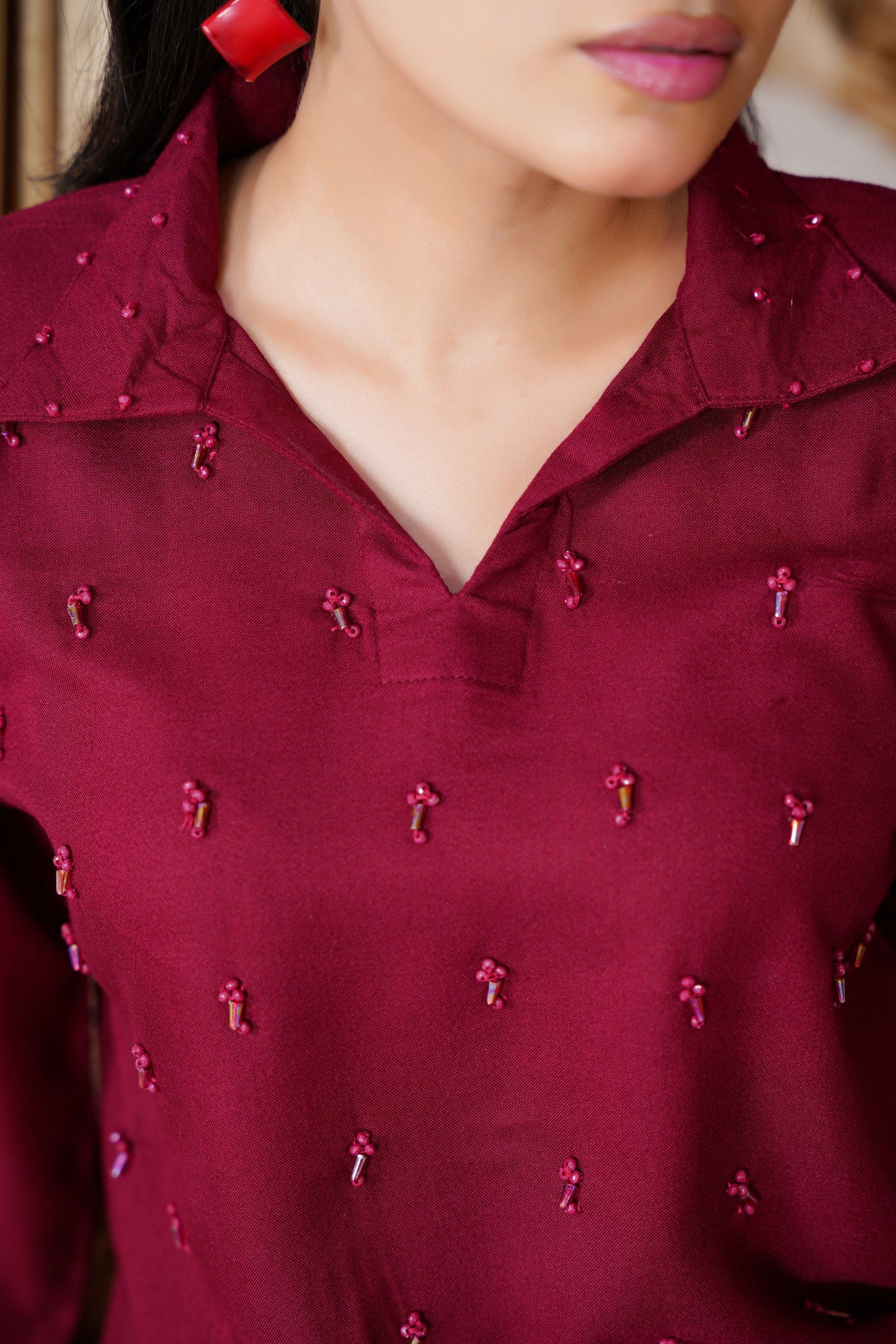 Maroon Enchant | 2Pc Dhanak Suit – Noureza