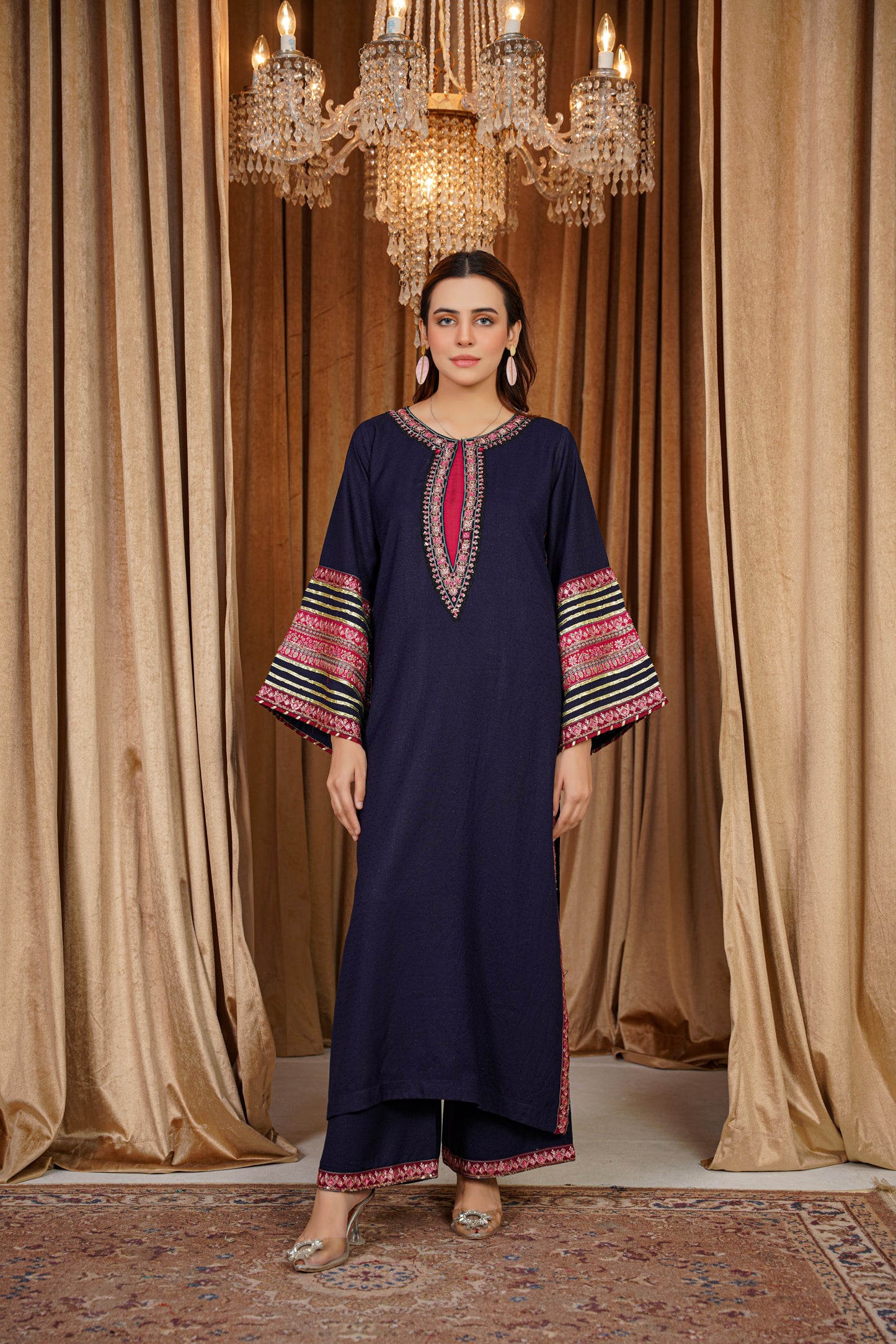 Midnight Mirage | Embroidered Dhanak 2Pc – Noureza