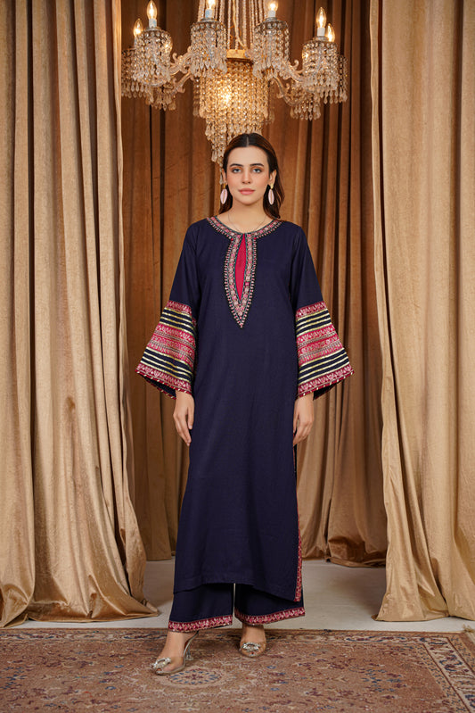 Midnight Mirage | Embroidered Dhanak 2Pc – Noureza