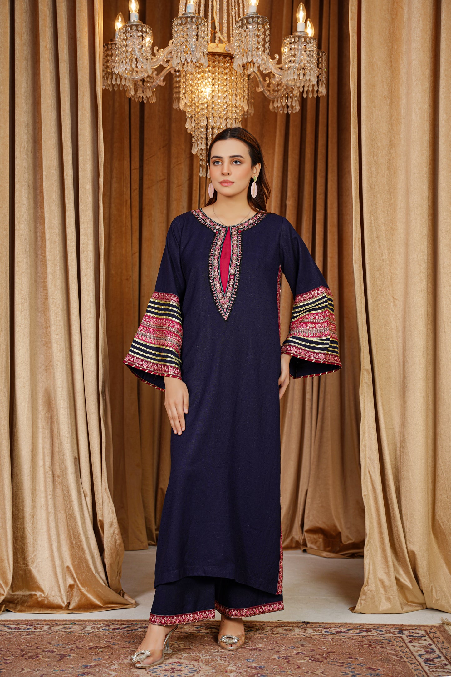 Midnight Mirage | Embroidered Dhanak 2Pc – Noureza