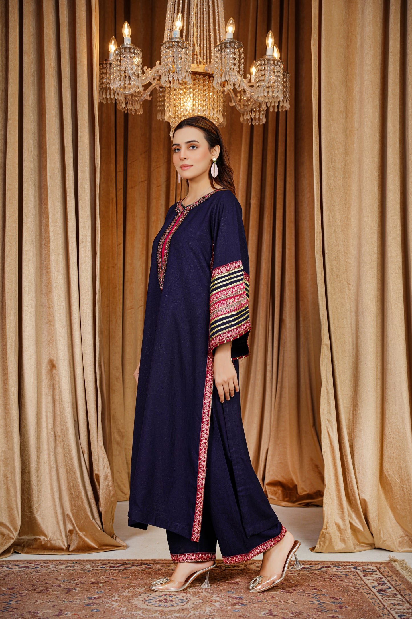 Midnight Mirage | Embroidered Dhanak 2Pc – Noureza