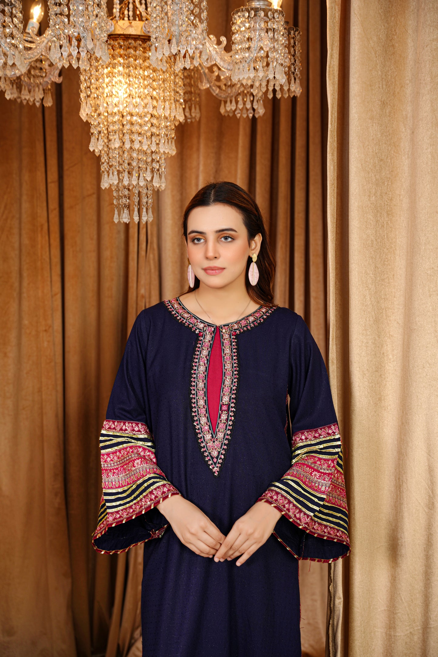 Midnight Mirage | Embroidered Dhanak 2Pc – Noureza