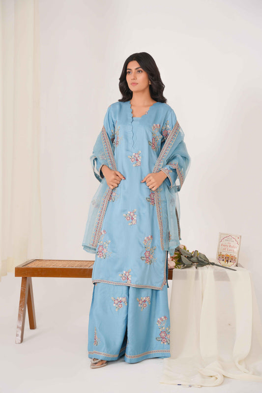 INSIYA 3PC - Embroidered Luxe Pret