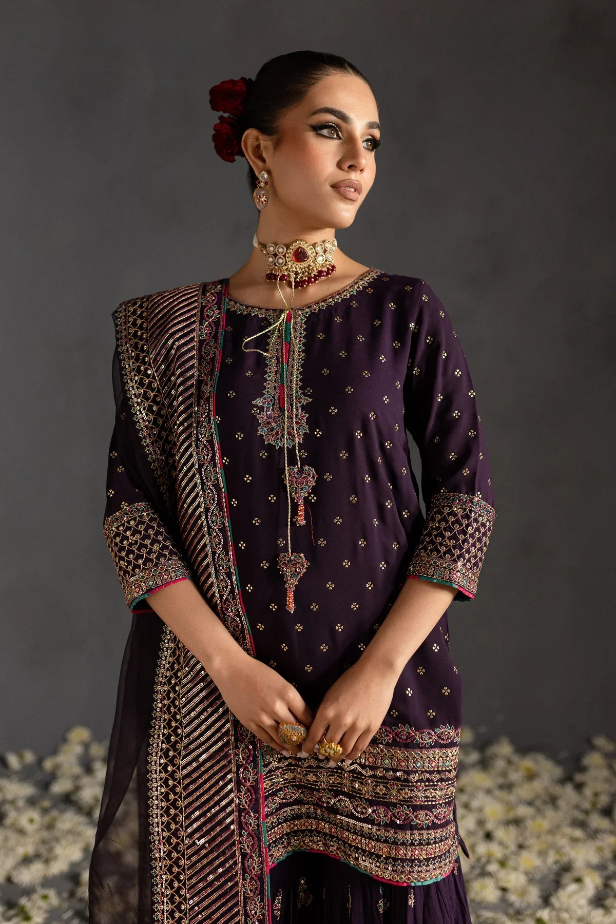 Sahiba 3Pc - Embroidered Georgette Luxe Pret